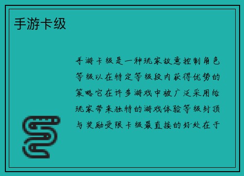手游卡级